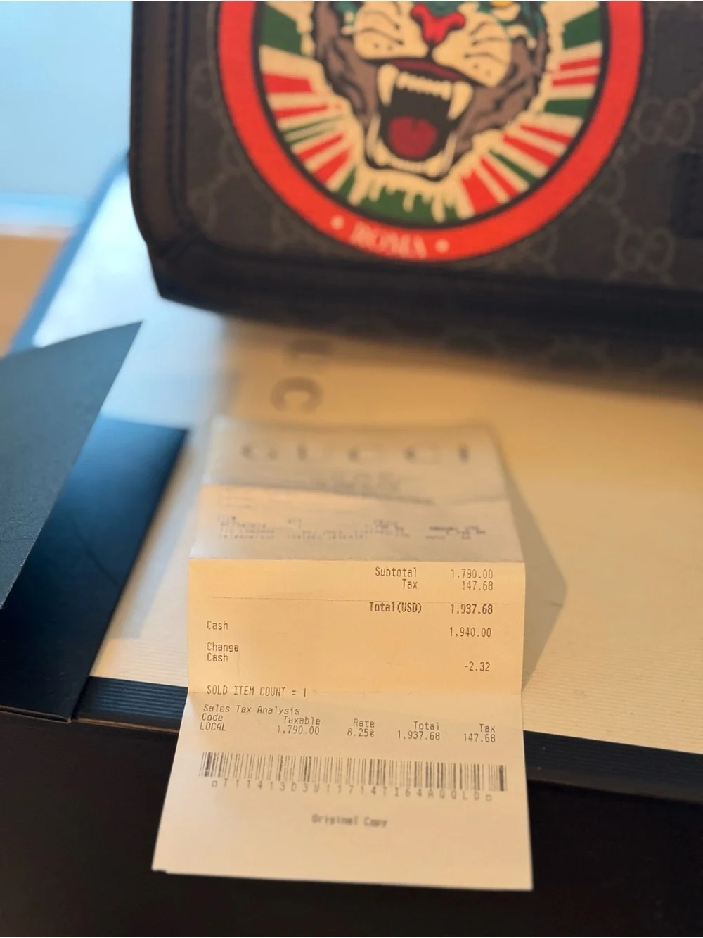 Gucci Navy GG Supreme Messenger Bag with Multicolor Planet & Patch Accents